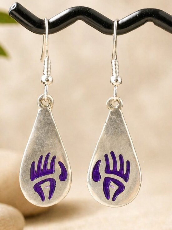 Boutique Jewelry - Silver Bear Paw Drop Earrings | Sterling Silver Ear Wire